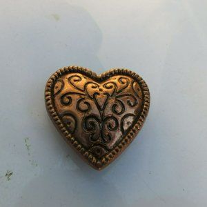 Older Style Copper Heart Brooch With Unique Patterns
